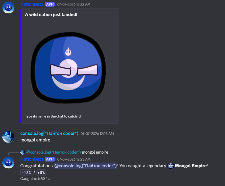 Catch wild nations in Discord with Nationdex bot